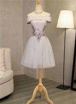 Picture of Lovely Light Grey Homecoming Dresses , Tulle Short Party Dresses